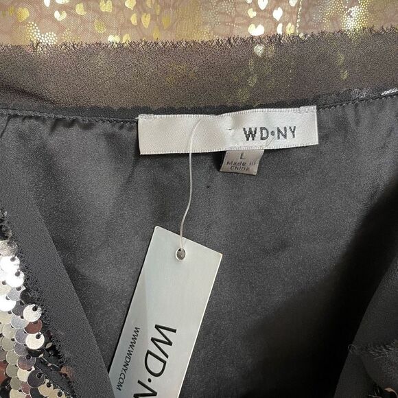 WD.NY Silver Sparkly Sequin Cami Tank Top Large NWT - Picture 4 of 6